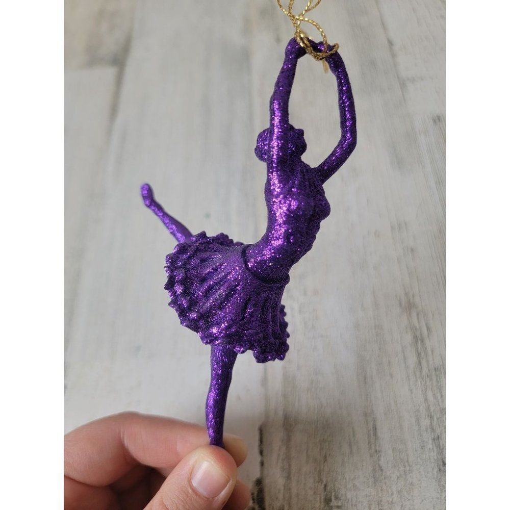 Purple glitter ballerina ornament Xmas decor dance
